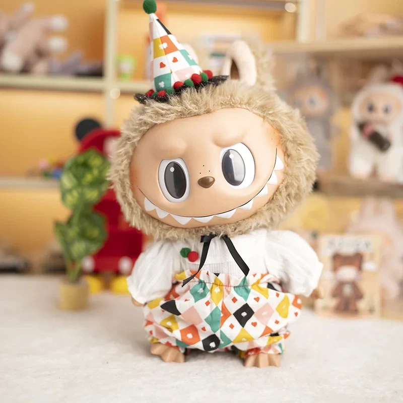 

For 38CM Labubu Doll Clothes Clown Clothing Dress Up Dolls Accessories Sitting Party Christmas Birthday Gift Toys