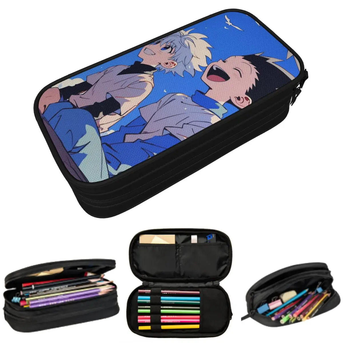 

Killua Vintage Hunter X Hunter Anime Pencil Case for Studen School Pen Box Pencil Bag Stationery Supplies Pen Holder Bag