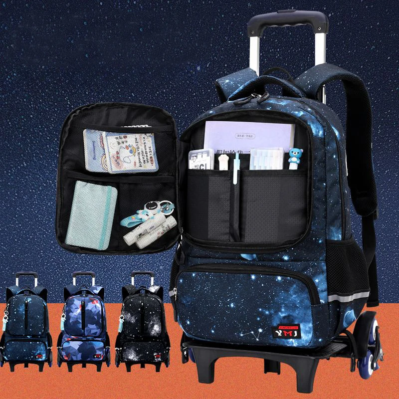 

New Trolley Backpack for Men and Children Large Capacity Waterproof Backpack Starry Sky Backpack