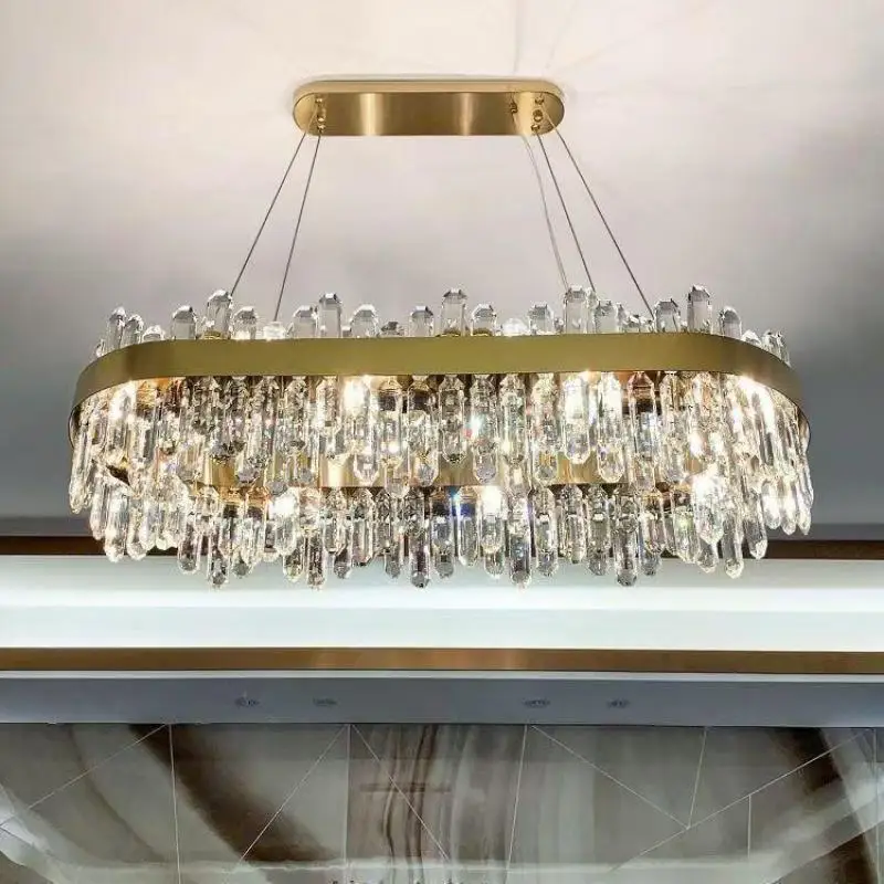 الحديثة التصميم الإبداعي الذهب الأسود الفاخرة كريستال الثريا إضاءة داخلية مصباح معلق الديكور لغرفة الطعام غرفة المعيشة #4