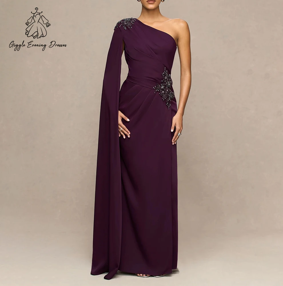 

Giggle фиолетовое вечернее платье на одно плечо с кристаллами для женщин, 2026, элегантное платье в пол, свадебные платья по индивидуальному заказу