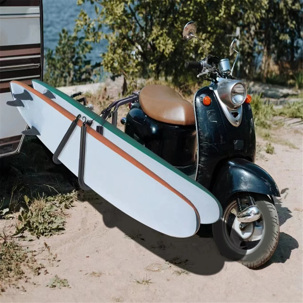 ABJZ لوح التزلج سكوتر الدراجة النارية لوح ركوب الأمواج الناقل للرياضة في الهواء الطلق جبل لحمل لوح التزلج بأمان على دراجةك