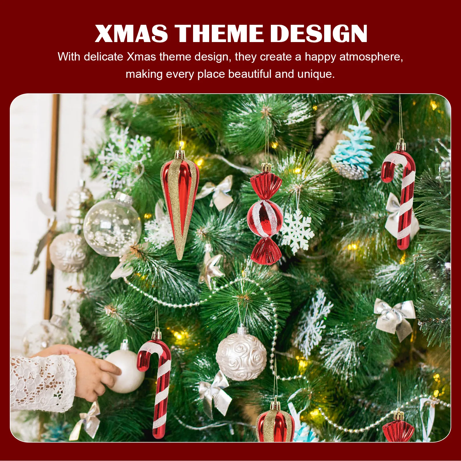 

Decoration Christmas Tree Ornament Set Candy Cane Hanging Decorations Plastic Child