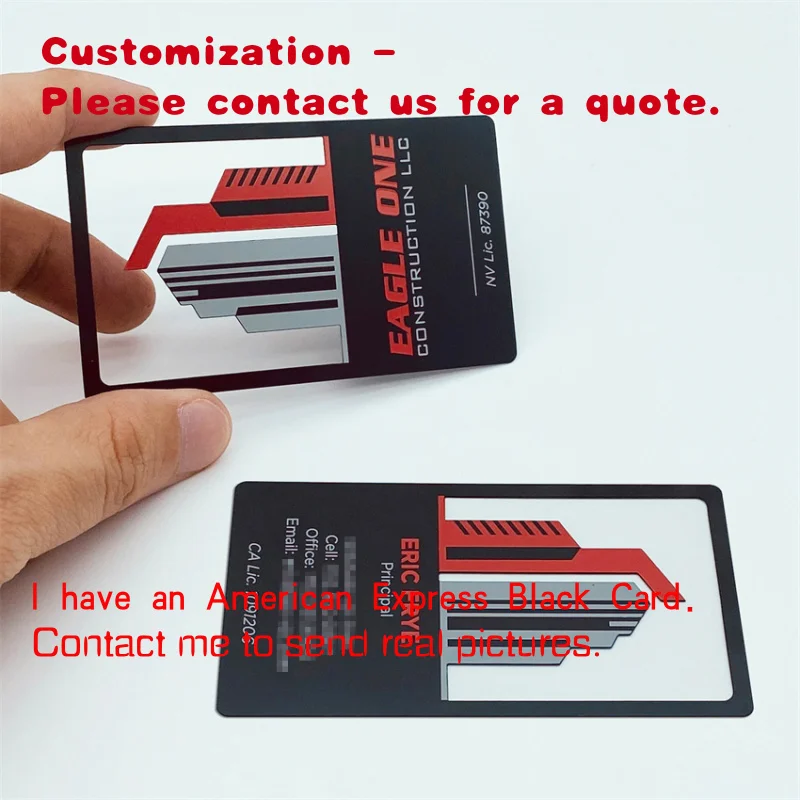 

custom.Custom Engraved Black Thick Personalized Visiting Business Name QR Code Metal Card