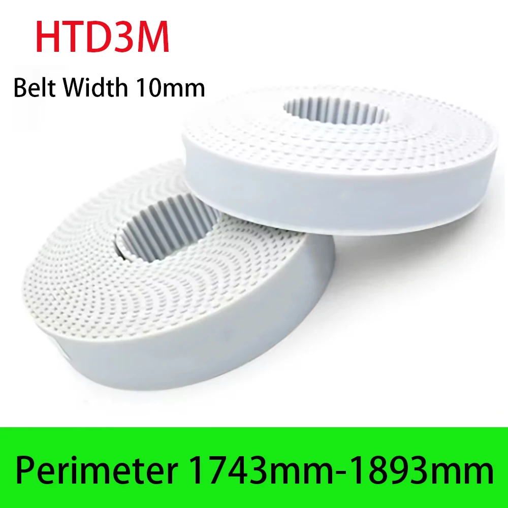 1Pcs Perimeter 1743mm-1893mm HTD3M PU with Steel Core Timing Belt Width 10mm White Polyurethane Closed Loop Gear Belt