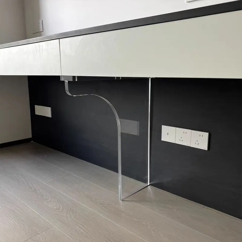 

Transparent acrylic table legs Transparent one-word curved acrylic bracket Dining table rock slab island platform support foot