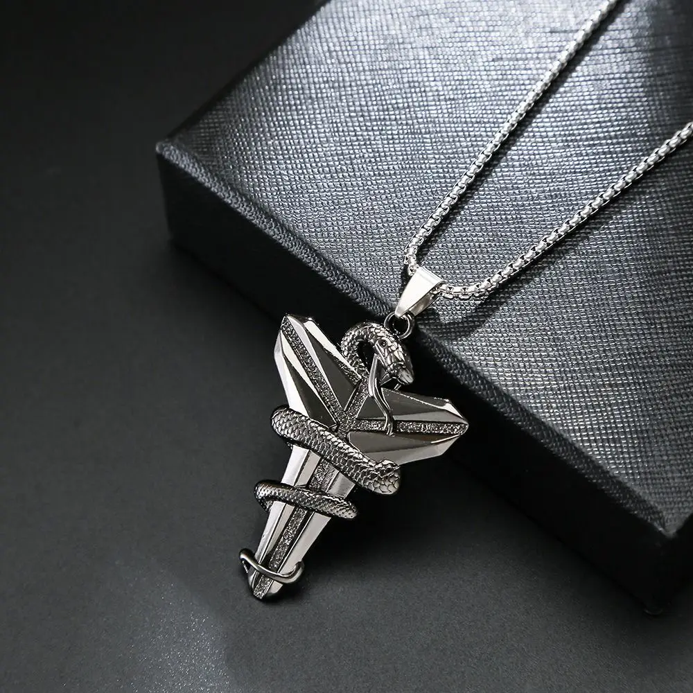 Daily Boho Jewelry Basketball Fans Necklace Alloy Street Wear Black Mamba Pendant Necklace Hip Hop Cross Necklace Gift