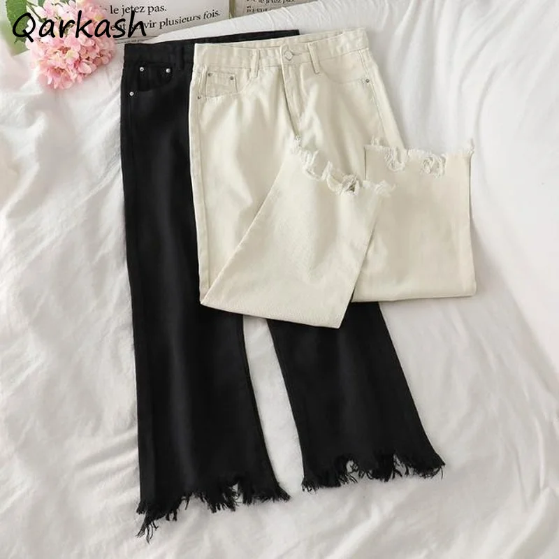 Jeans Dames Herfst Koreaanse versie Hoge taille Chic Student Trendy Rechte enkellange broek Eenvoudige all-match Vrije tijd 2021