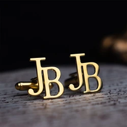 Wedding Jewelry Personalized Initials Cufflinks Stainless Steel Custom Name Cufflinks Groomsmen Gift for Best Man Husband