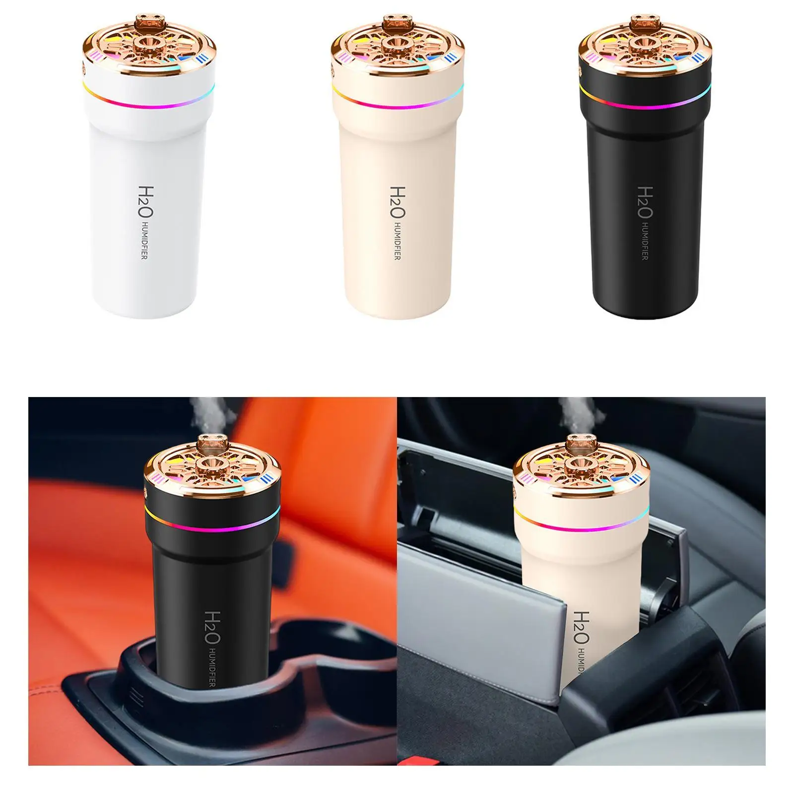Schnur loser Smart Car Luftbe feuchter mit ätherischen Ölen 7,2x16cm für Desktop-Multifunktions-USB-Akku 300ml mit bunten Lichtern