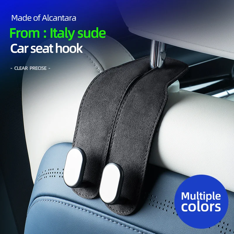 Car Headrest Hook Premium Suede Rear Seat Hanging Dual Hook 20KG Large Load-Bearing Alloy Hook Hanger Tool Universal Accessories