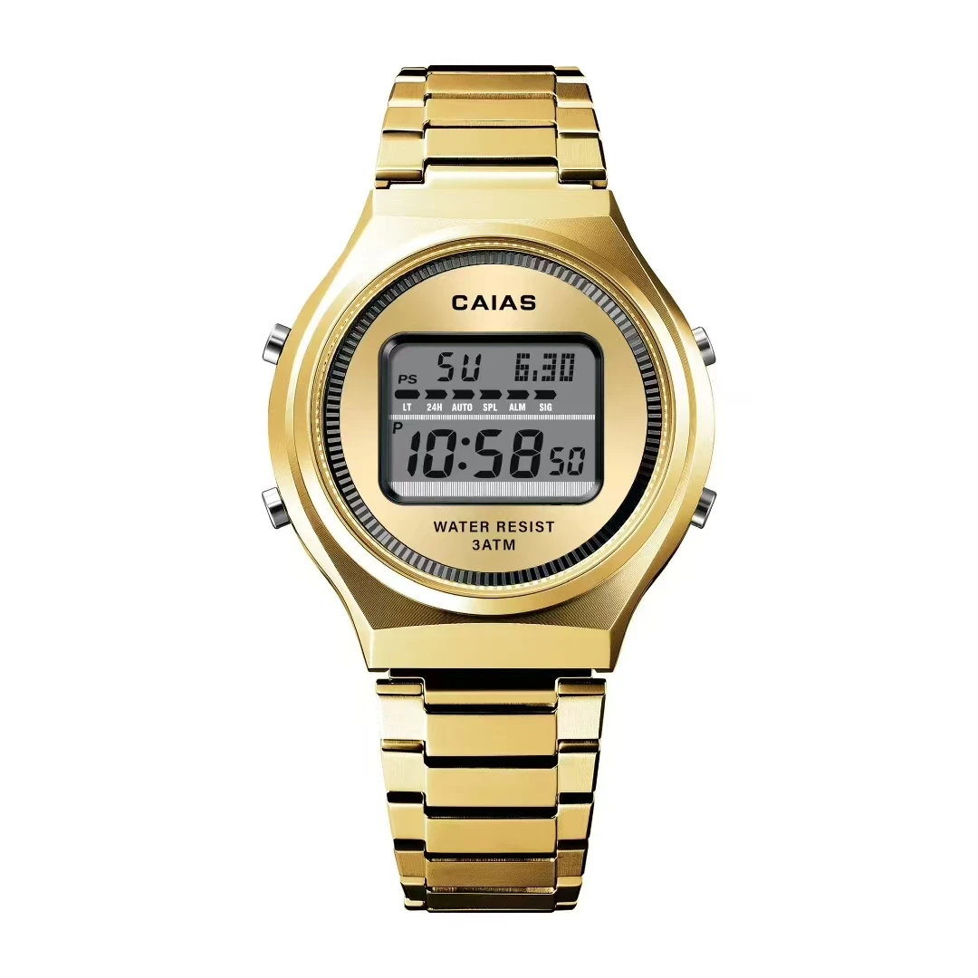 G-SHOSU Unisex Watch, Round Dial, 2100 Sports Digital Quartz Watch, Full-Featured, World Time, LED Dual Display