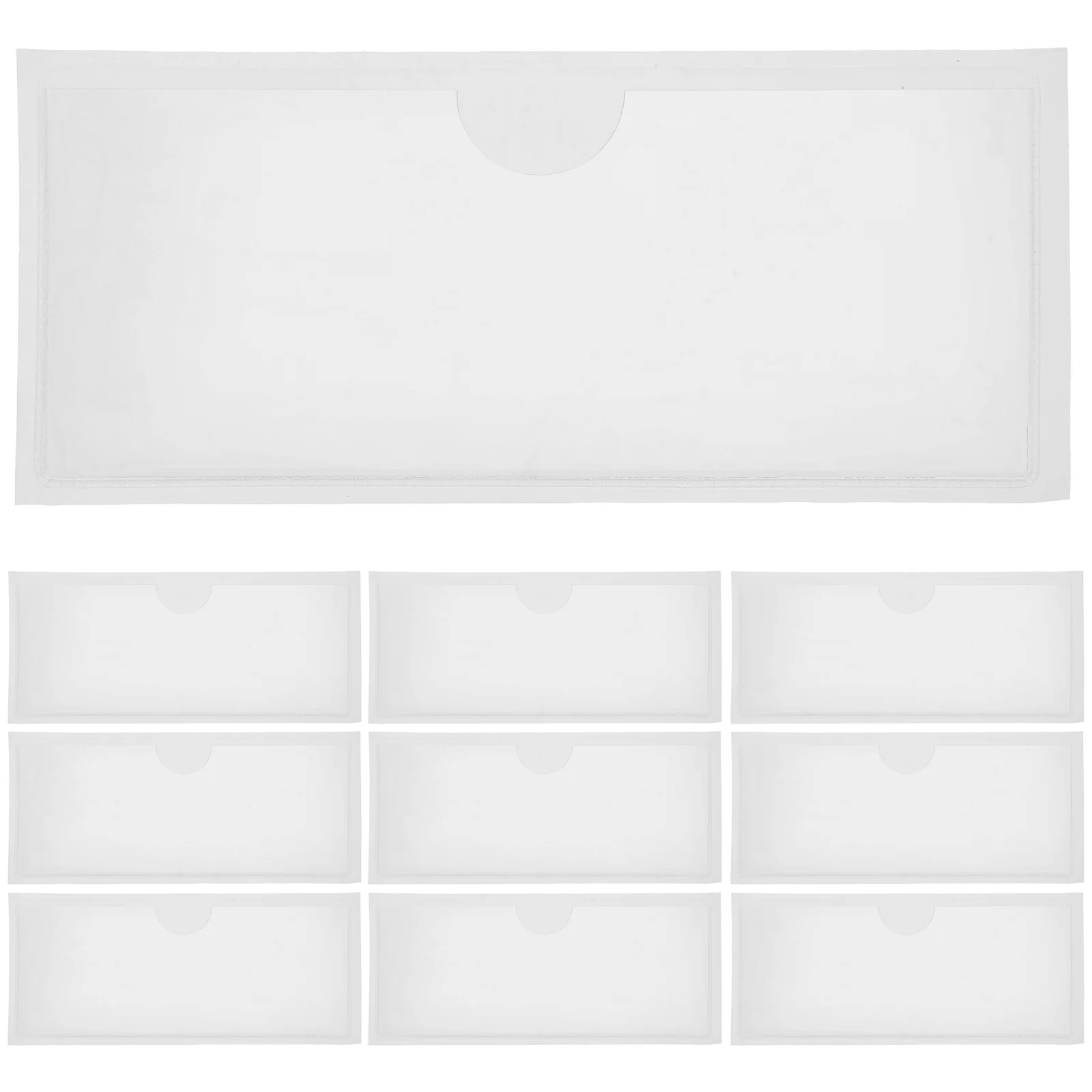 

10Pcs PVC Transparent Adhesive Label Pockets Waterproof for Business Cards Index Cards Office Warehouse Classroom Document Bags
