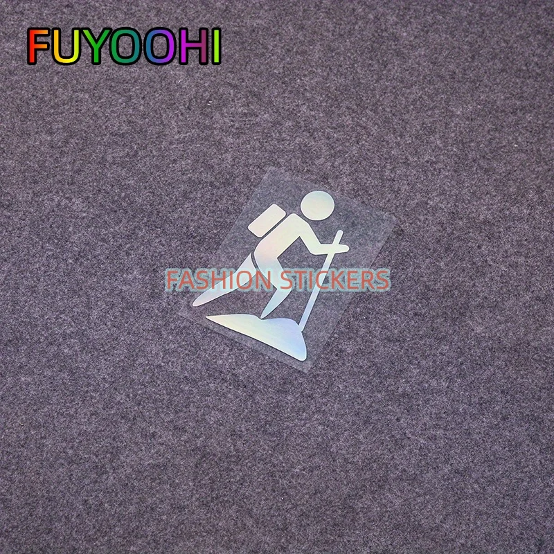 FUYOOHI Hiker Car Creative Stickers Water Proof PVC Sun Protection Cool Reflective Adventure Stick Figure Car Decals Decoration