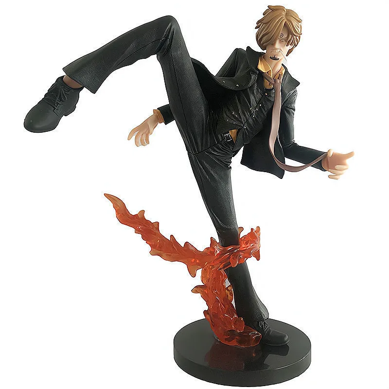 

25cm Cartoon One Piece Sanji Black Leg Fire Battle Version PVC Collectible Action Model Doll Children's Charm Desktop Toys Gift