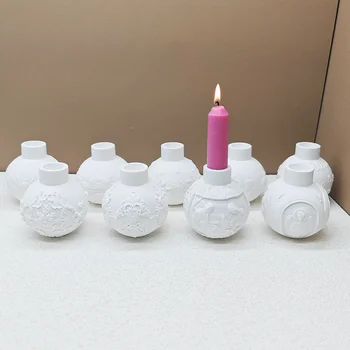 다구형 촛대 실리콘 석고 몰드, DIY 크리스마스 라운드 볼 캔들 거치대 장식, 금형 제작