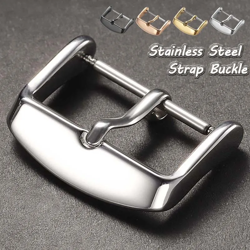 Ремешок из нержавеющей стали 316L, 16 мм, 18 мм, 20 мм, кожаный силиконовый ремешок для часов, металлическая застежка-булавка, сменная кнопка, аксессуары для часов