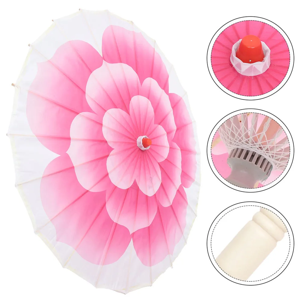 

2Pcs Meticulously Crafted Peony Umbrella Chinese Bamboo Cloth Parasol Decorative Festival Props