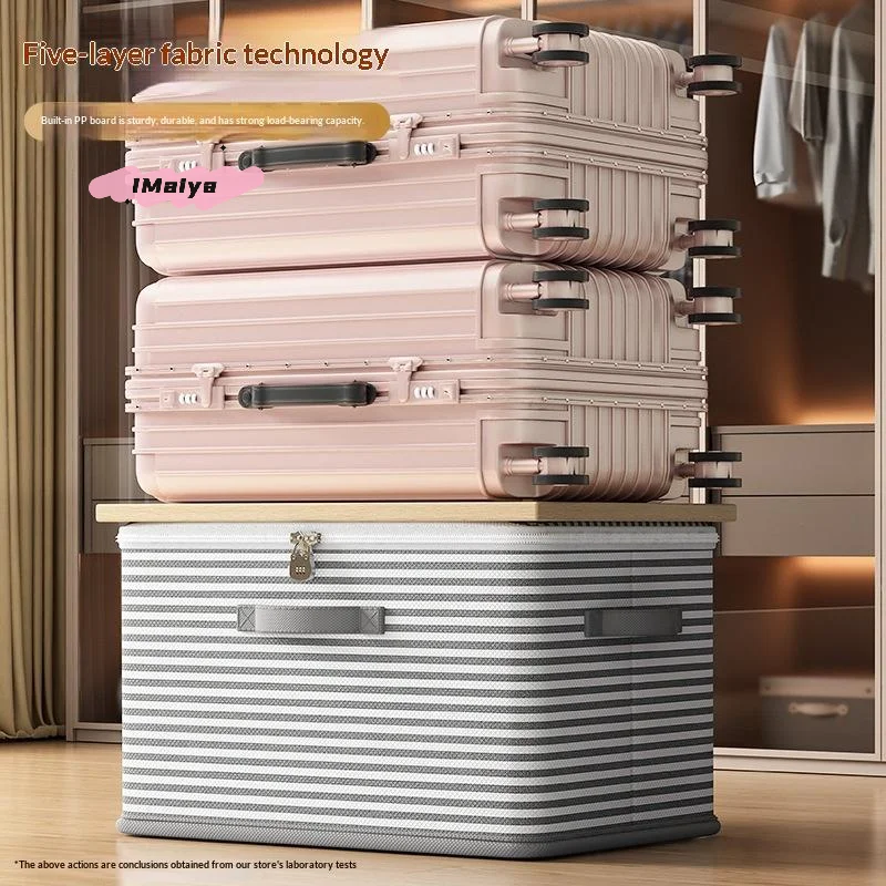 M-1Pc Lockable Storage Box Dustproof Organizers Non-Woven Wardrobe Space Saving Bag House-Moving Bedding Box Travel Storage