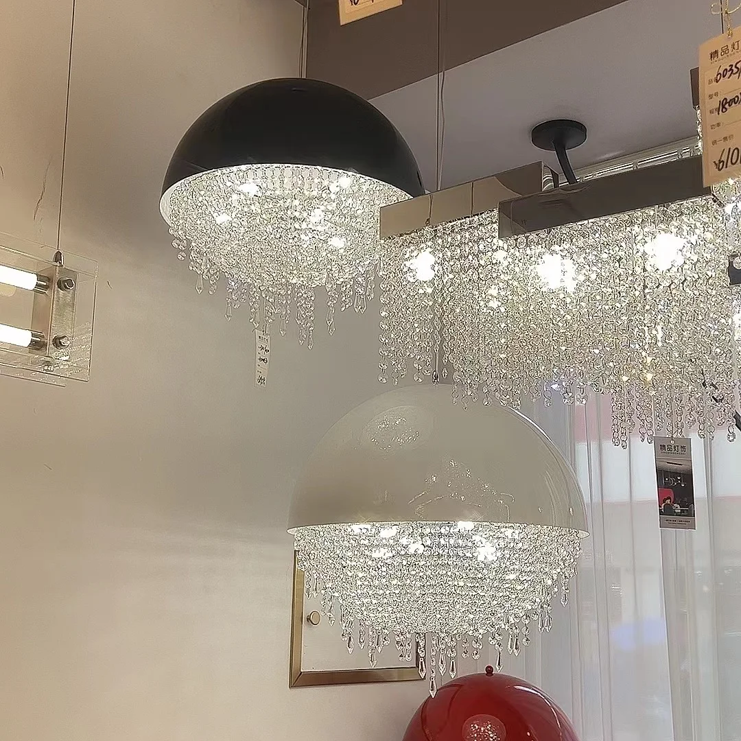 Milan Designer Luxury Crystal Chandelier White Black Led Round Chandelier Lighting For Villa Living Room Dining Room G9 Bulb