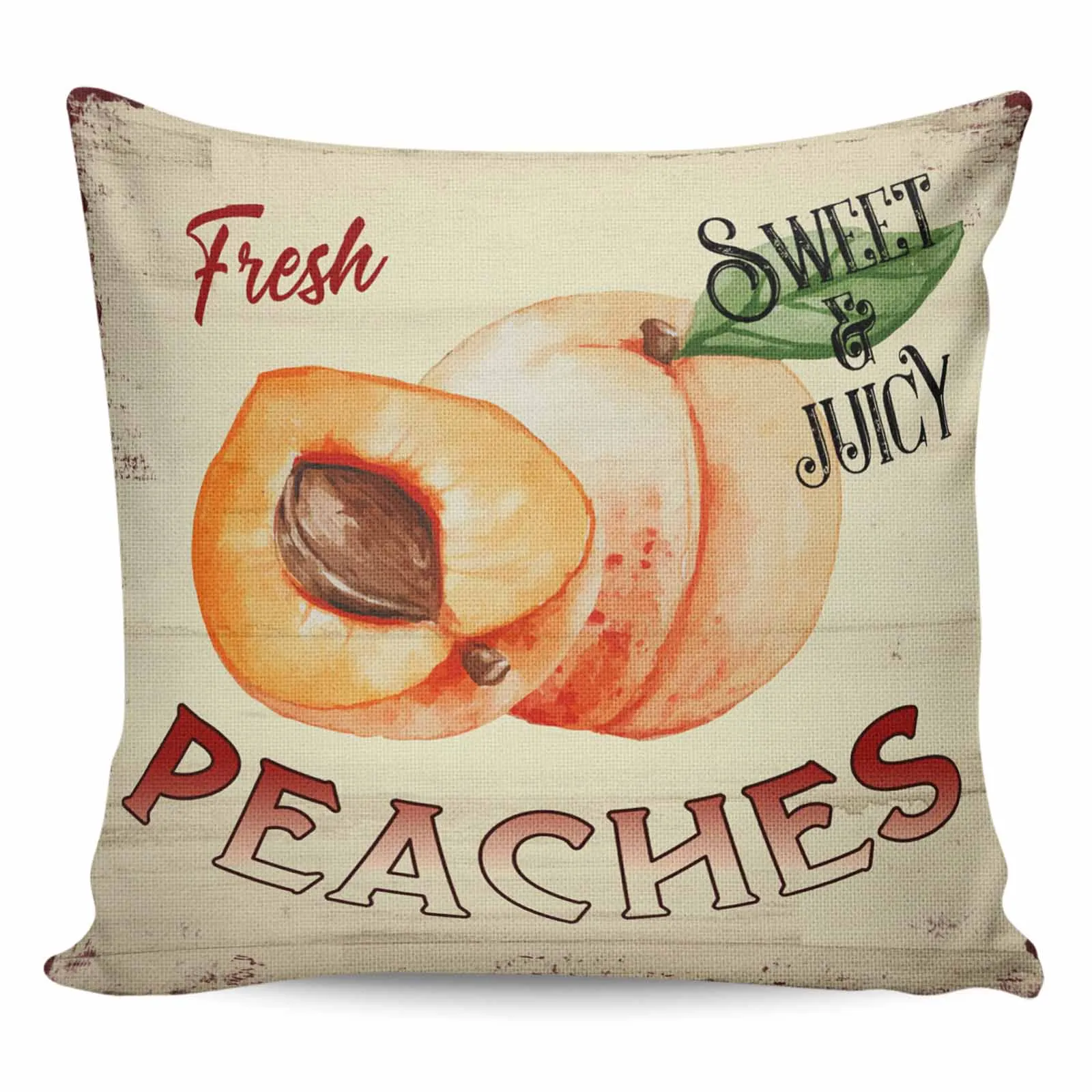 

2/4PCS Waterproof Pillow Cover Peach Vintage Wood Grain Retro Square Throw Pillowcase Home Decoration Sofa Cushion Cover
