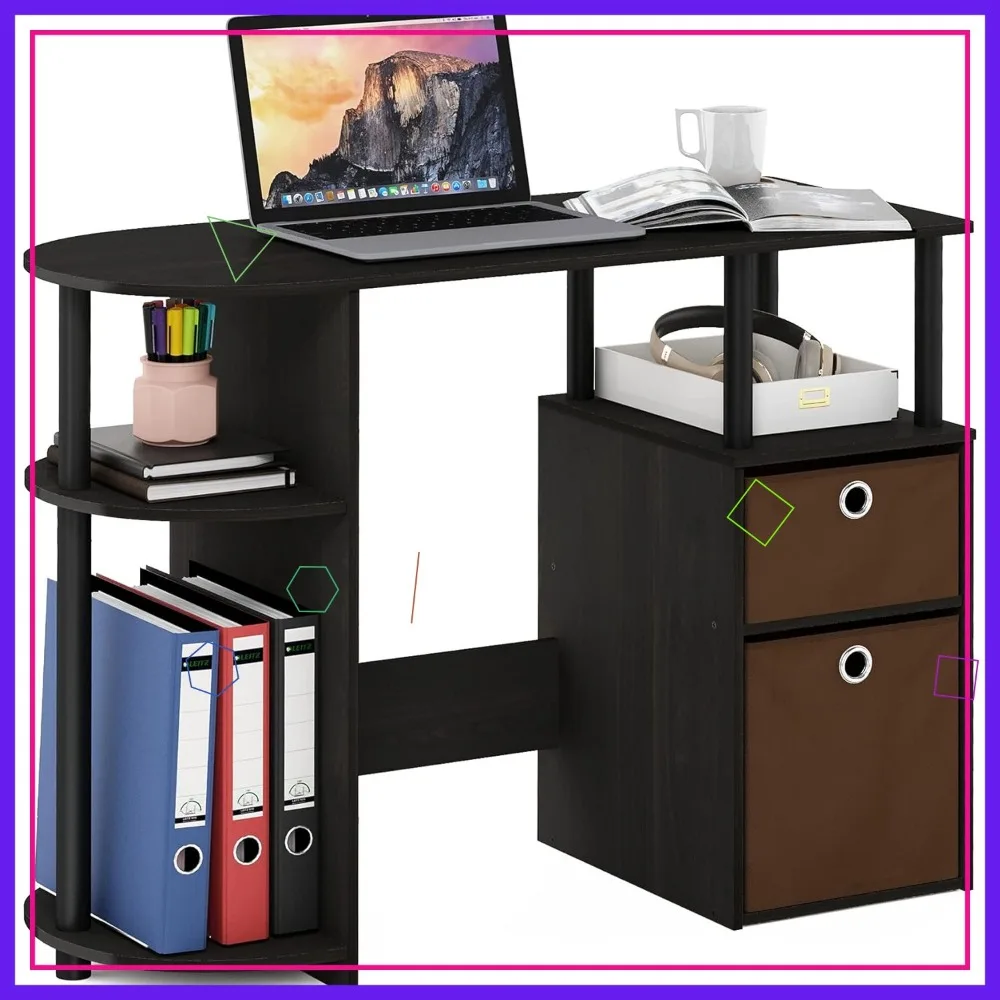

Компактный компьютерный стол с ящиками для хранения, коричневый — идеально подходит для домашнего офиса и учебы