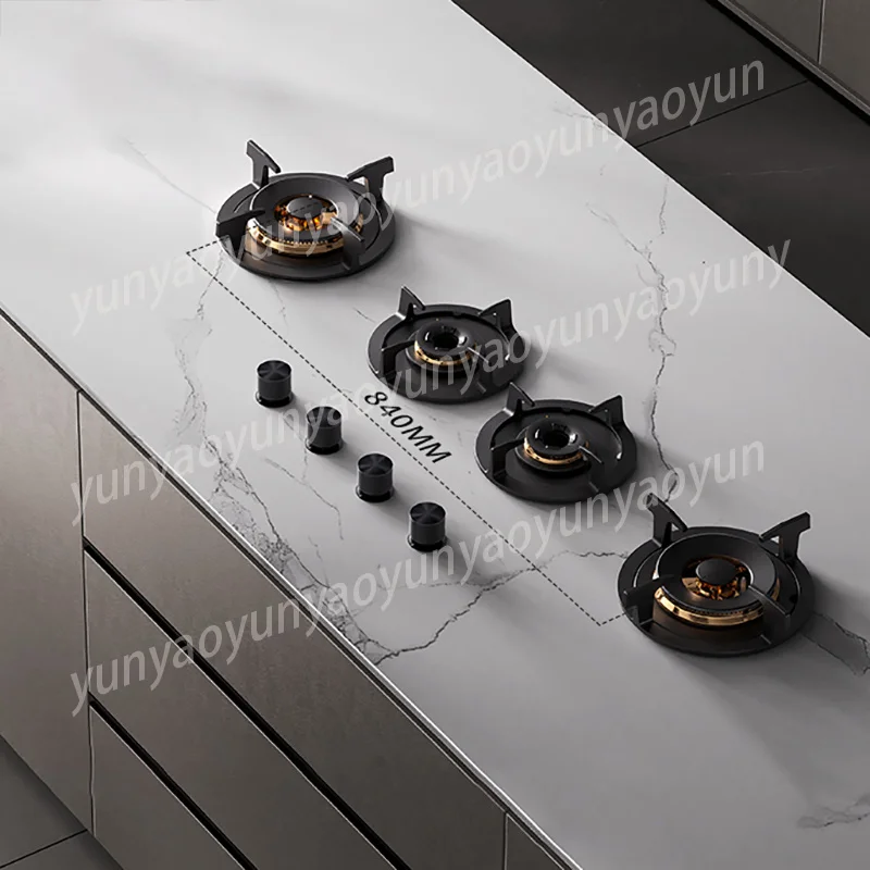 4-Burner Built-in Gas Cooktop 5.2KW Copper Head Flame Protection Custom Kitchen Cooking Stove