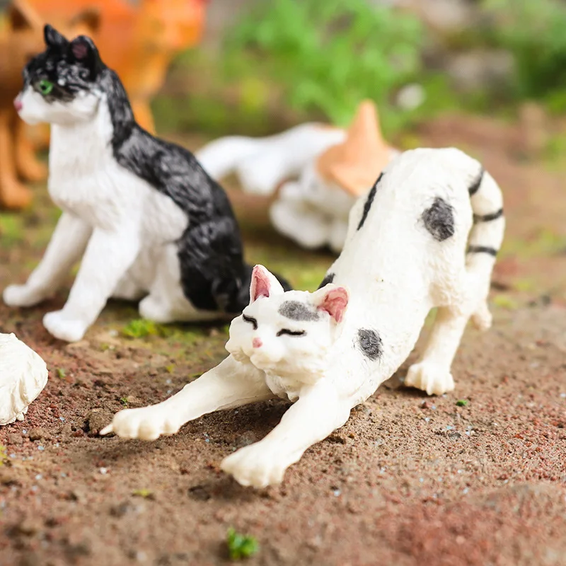 Simulazione Solid Mini Pet Cat Figurine di animali Modello Gatto persiano Ricchezza Gatto domestico Gatto nero Gatto bianco Giocattolo da collezione