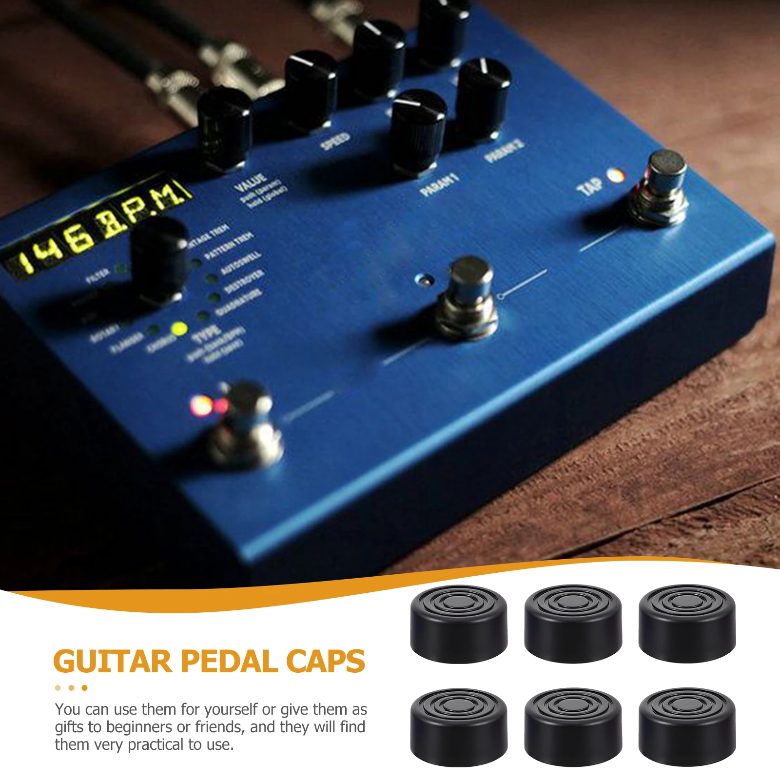 

6Pcs Guitar Effect Foot Plastic Stomp Knobs Durable Pedal Caps for Electric Guitar Effect Accessories