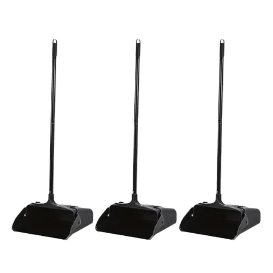 

Pack Commercial Upright Dust Pan with Long Handle and Wheels Heavy Duty Large Dust Pans for Indoor/Outdoor Use Janitorial or Ho
