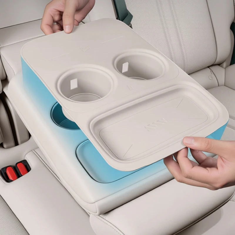 

For Xiaomi YU7 2025 2026 Integrated Silicone Cup Holder Rear Water Cup Cover Wireless Charging Pad Car Decoration Products