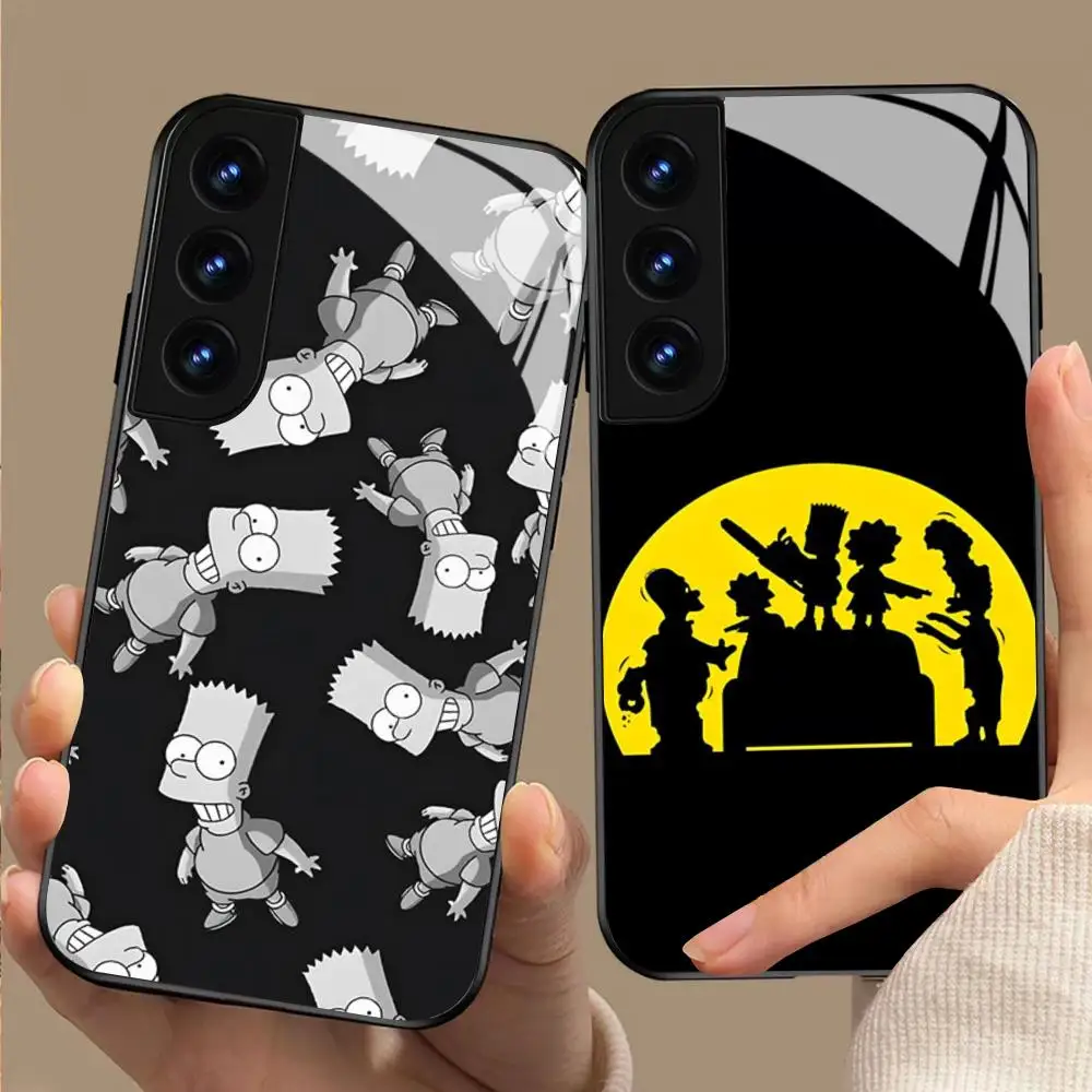 Anime The Simpsons C-cartoon Phone Case For Samsung Galaxy S24 S26 S25 S23 S22 S21 S20 FE Edge Plus Ultra Black Glass Cover