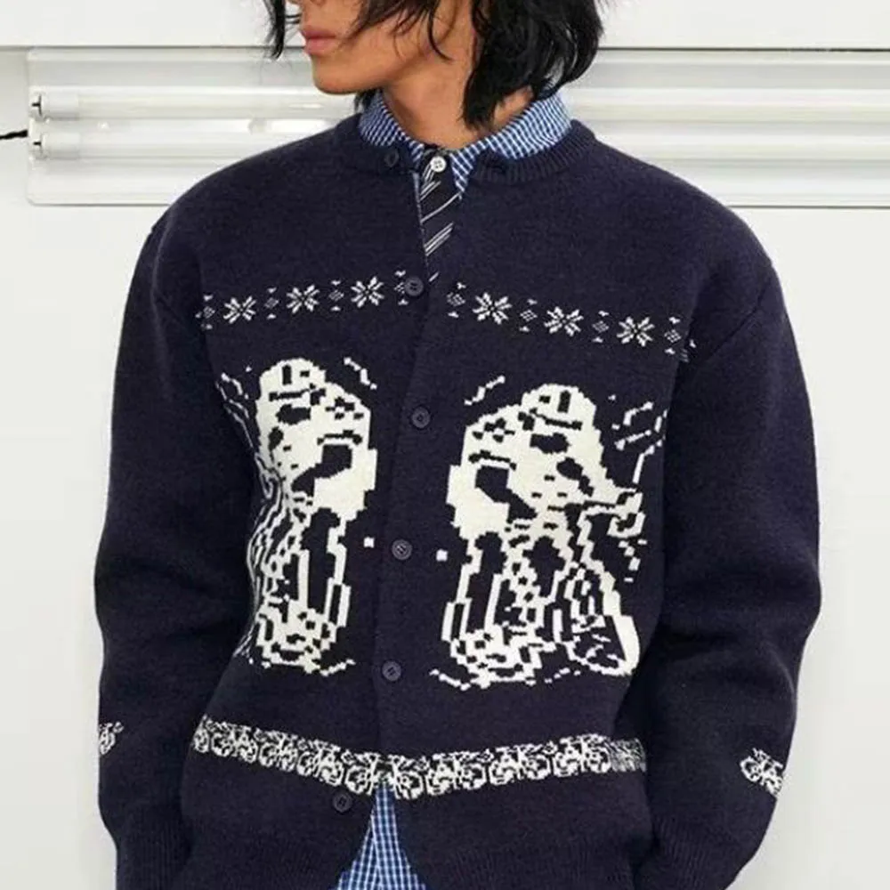 Sweater Lengan Panjang Grafis Y2k Pria Musim Gugur, Tren Fashion Retro Amerika, Gaya Jalanan Longgar Kasual, Atasan Pria Unik 2025