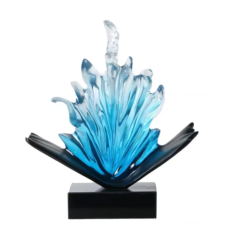 2021 High Quality Abstract Modern Home Decor Glass Crystal Resin Artwork Hotel Decoration Folk Art Crystal Resin Sculpture