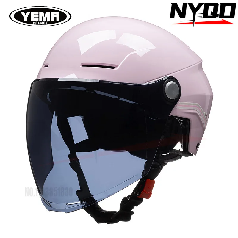 YEMA Motorcycle helmet summer sun protection, lightweight half helmet men women electric bike riding oversized safety helmet