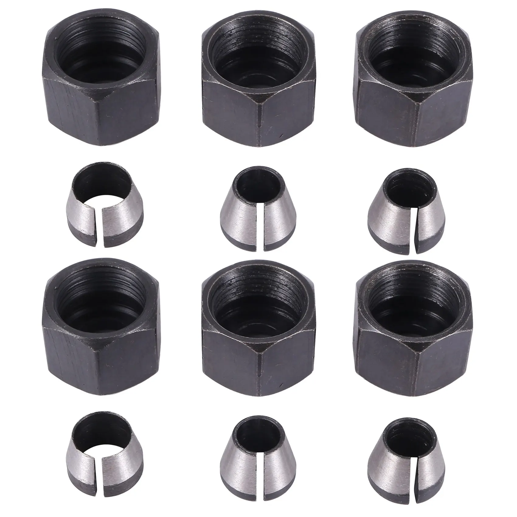 KYCOR-6 Pcs Router Collet Set Chuck Heads Adapter For Drills Engraving Trimming Carving Machine Electric Router Milling Cutter