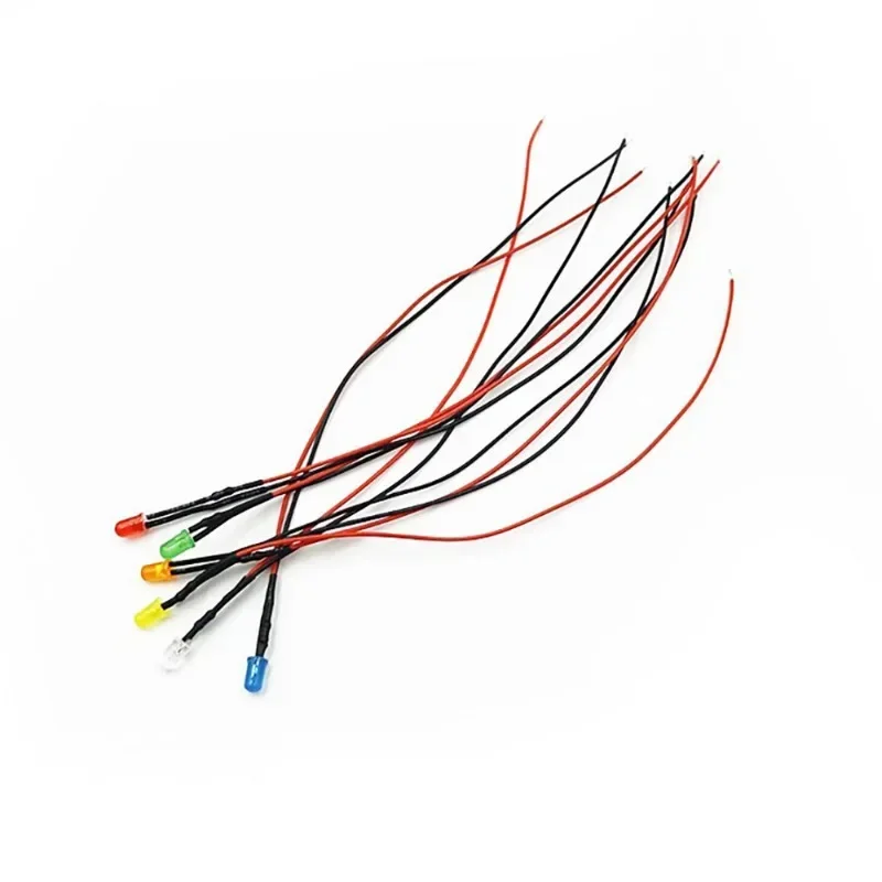 

20PCS/Lot 3mm LED 24V 20cm Pre-Wired White Red Green Orange Blue Yellow Pink Lamp Decoration Light Emitting Diodes Pre-soldered