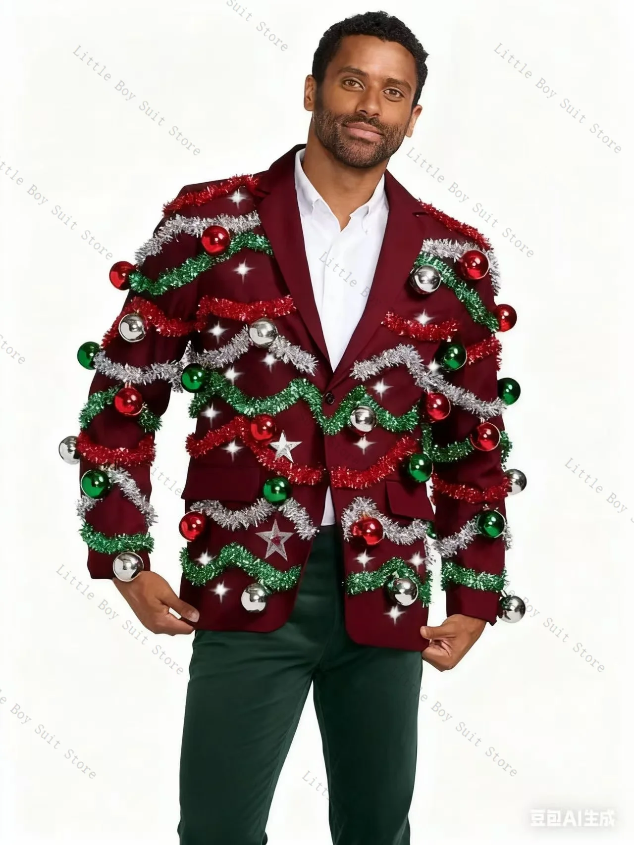 

Gold Crystals Luxury Men Suit Set 2 Piece Wedding Tuxedo Jacket Blazer Pant Cotton Formal Office Business Party Coat Customized