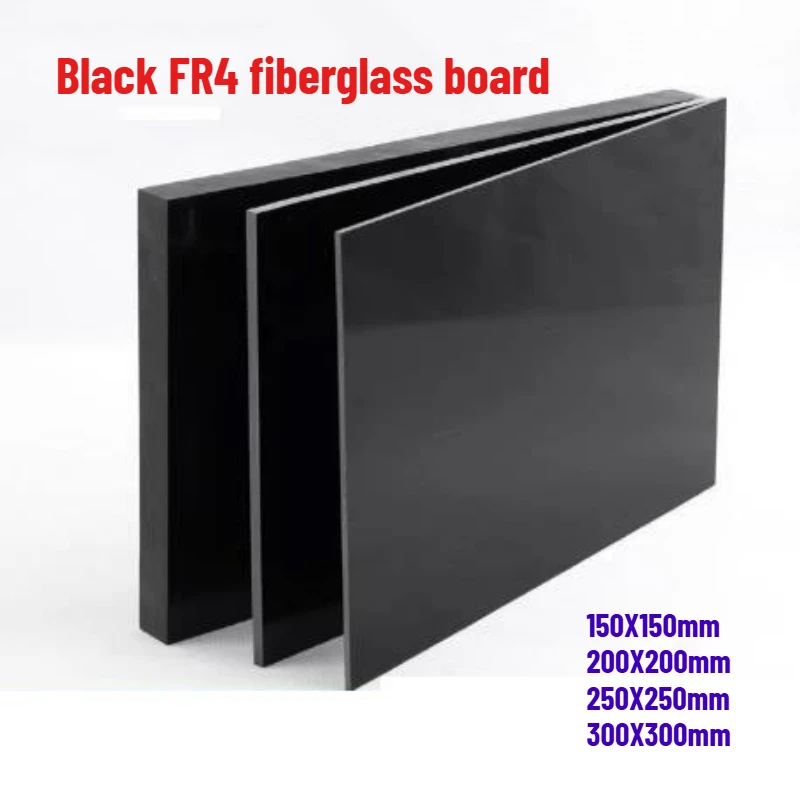 Thick 0.3mm-12mm Black FR4 G10 Fiberglass Board Processing Custom Anti-static High Temperature Epoxy Resin 150X150mm~300x300mm
