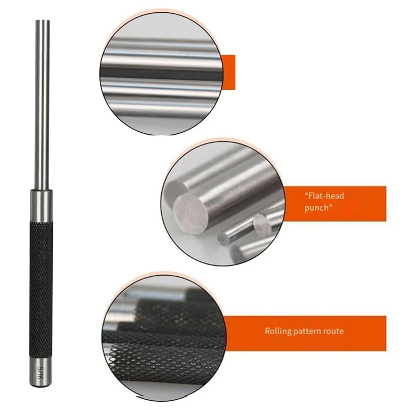 MOPHE-For Watch& Jewelry Repair- Carbon Steel Roll Pin Punch Set(5-Piece), 8-Inch Pin Punch Tool Kit(1/8
