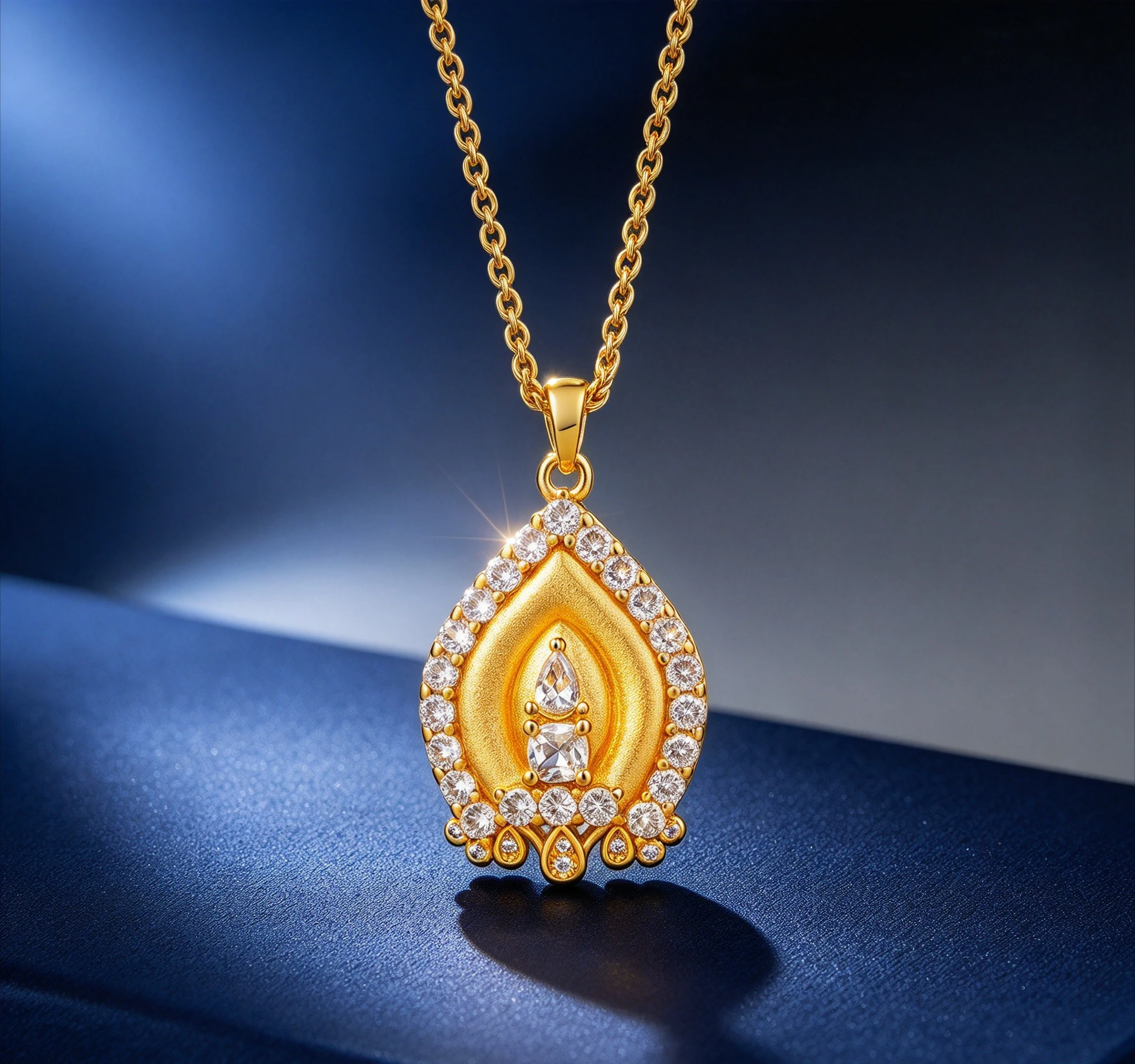 Draw silk inlay water drop wish pagoda necklace retro style all match 9999gold