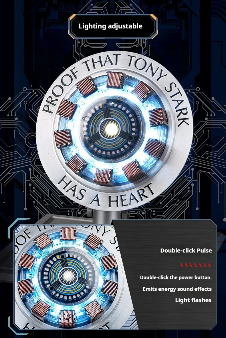 Iron Man Arc Reactor Wireless Charger Tony Stark Heart Reactor Lamp 15W Fast Wireless Charging Stand LED Light Collectible Gift