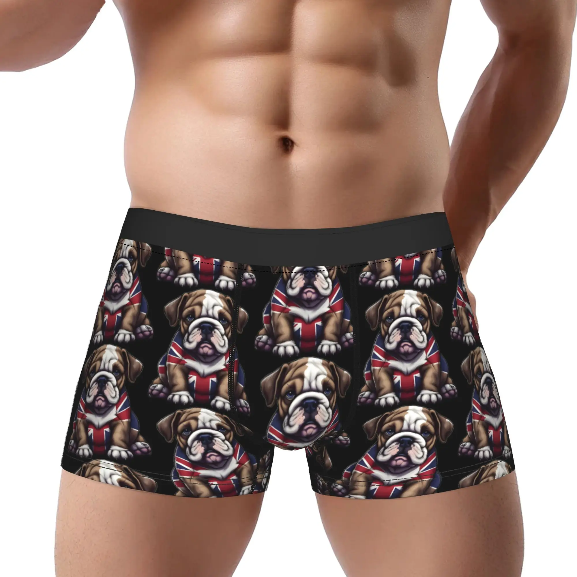 1piece English Bulldog Puppy In London  Underpants Homme Panties Man Underwear Print Shorts