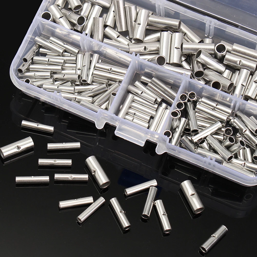

200Pcs Butt Wire Connector Copper Tinned Bare Terminals Splice Crimp Terminal Sleeve Electrical Wire Harness Repair Kit