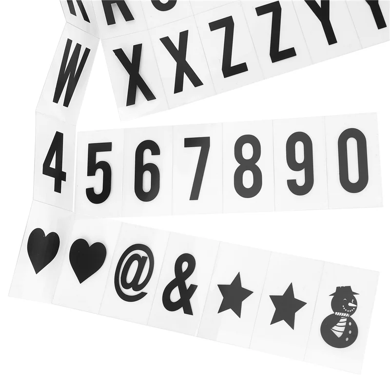 624個 シネマティックライトボックス 交換用文字&数字サイン ブラック 65.4X35mm(LEDライトボックスは含まれません) ブラック-AS97