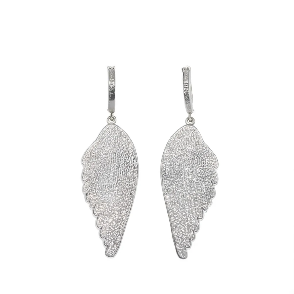 

Серьги в форме крыльев ангела, посеребренные, в форме серебряного пера, для женщин, религиозные.