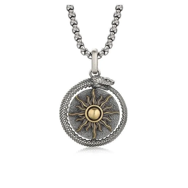 

Rotatable Vintage Greek Mythology Sun God Apollo Stainless Steel Necklace Pendant Men Punk Fashion Amulet Jewelry Gifts