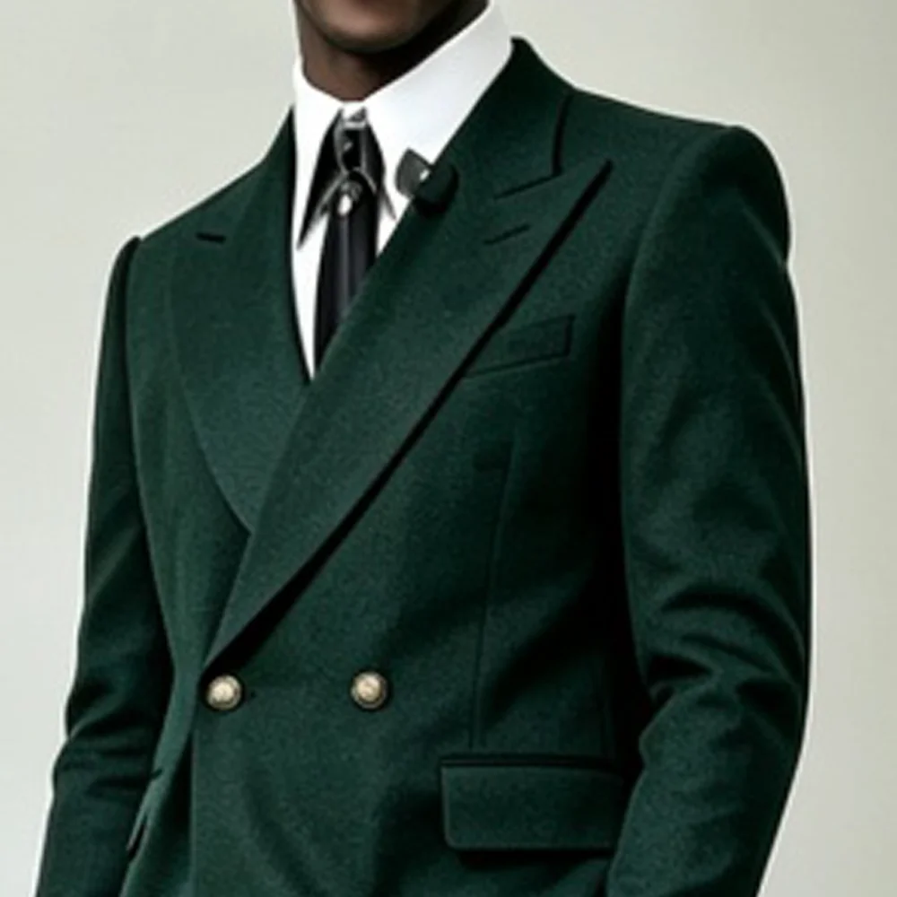 Double Breasted Wide Pants Men Suit Set Separates 2 Pieces Custom Tuxedo For Men Wedding Prom Groom Party (Jacket + Pants)