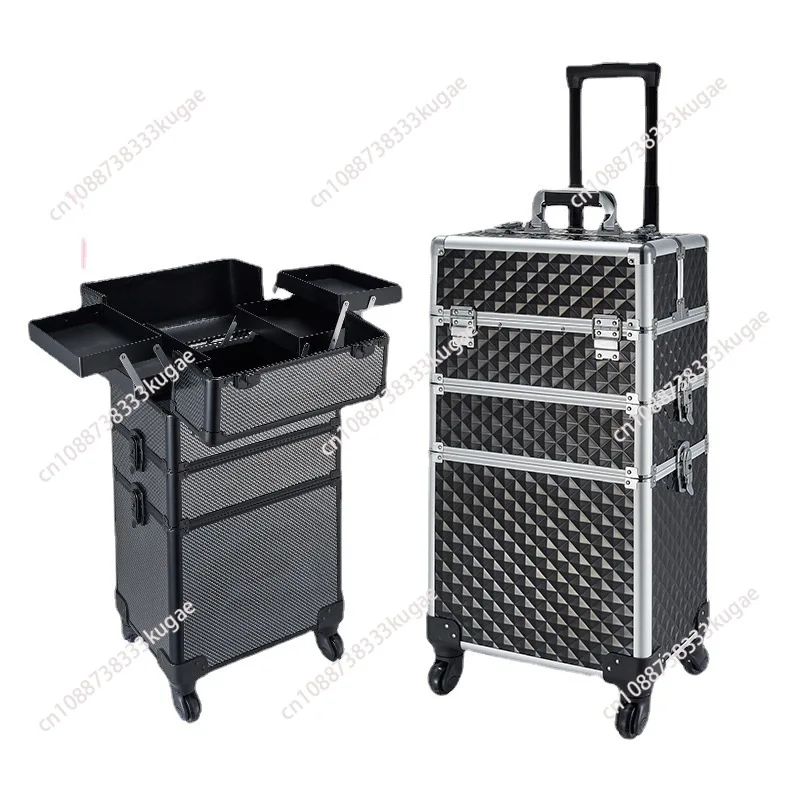 Layer makeup trolley case Large capacity storage box Makeup artist Nail salon Multifunctional aluminum alloy toolbox