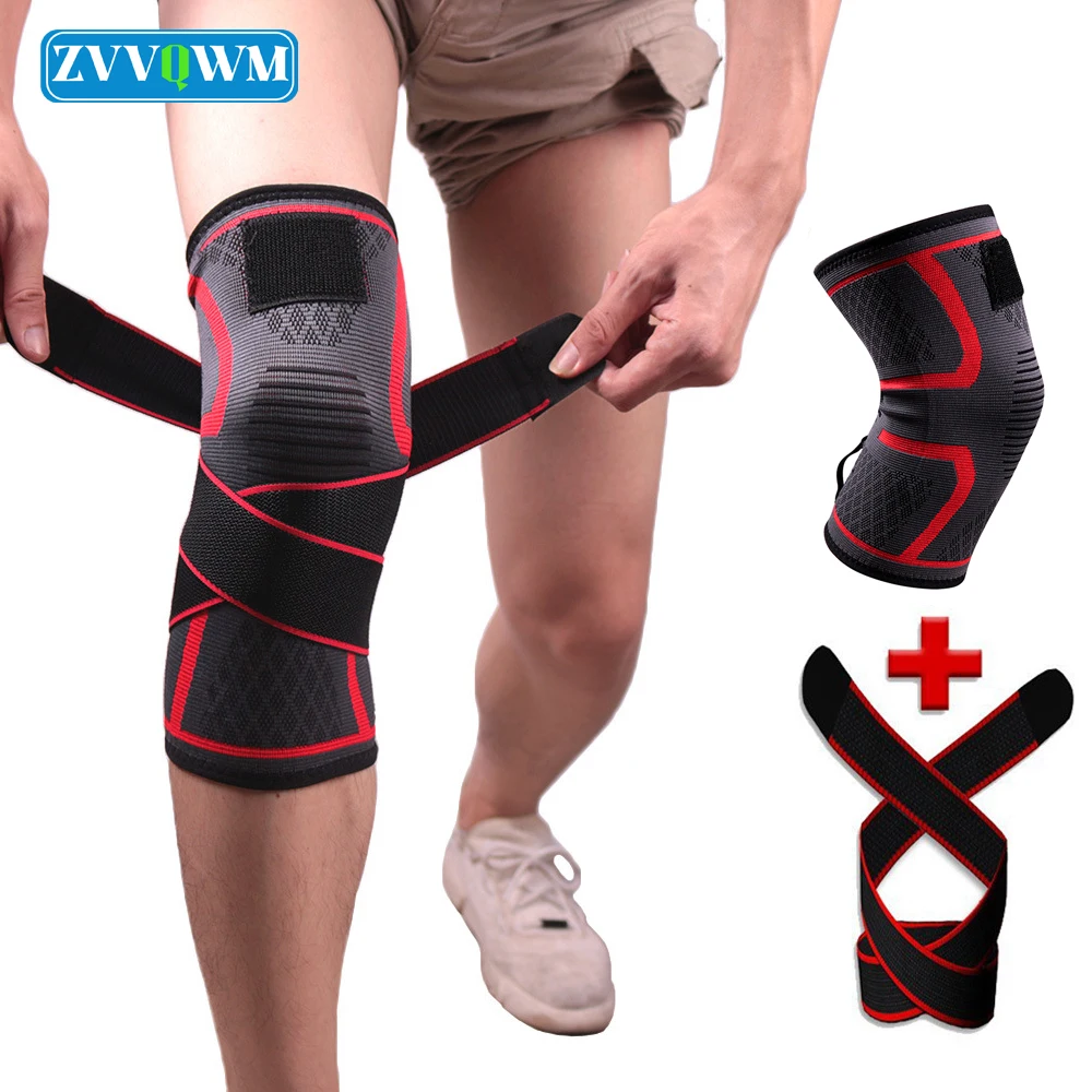 1Pcs Adjustable Compression Knee Sleeve Women Men Sports Knee Support Patella Stabilizer Runner Knee Brace Workout Pain Relief